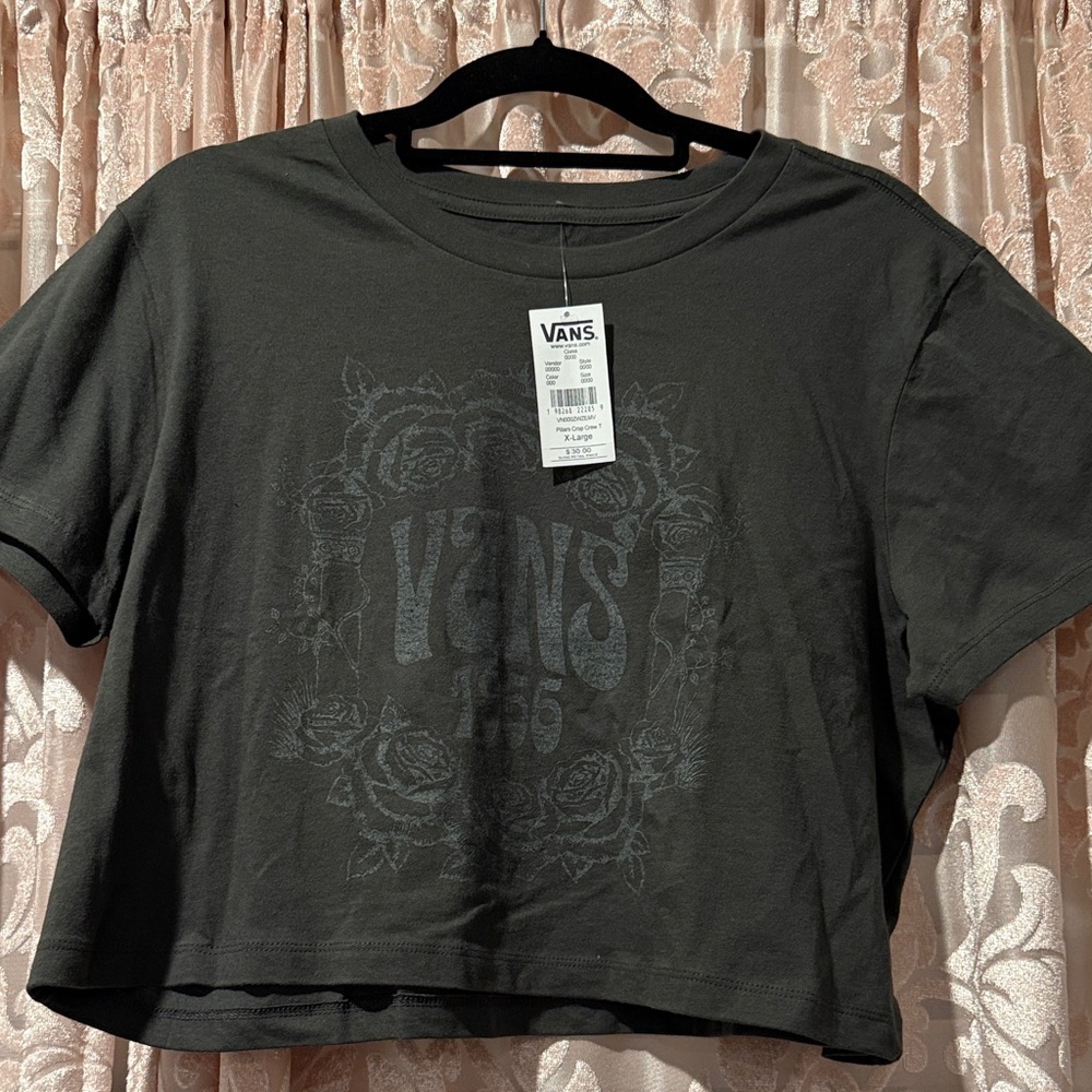 Vans Women's Charcoal Graphic Crop Top